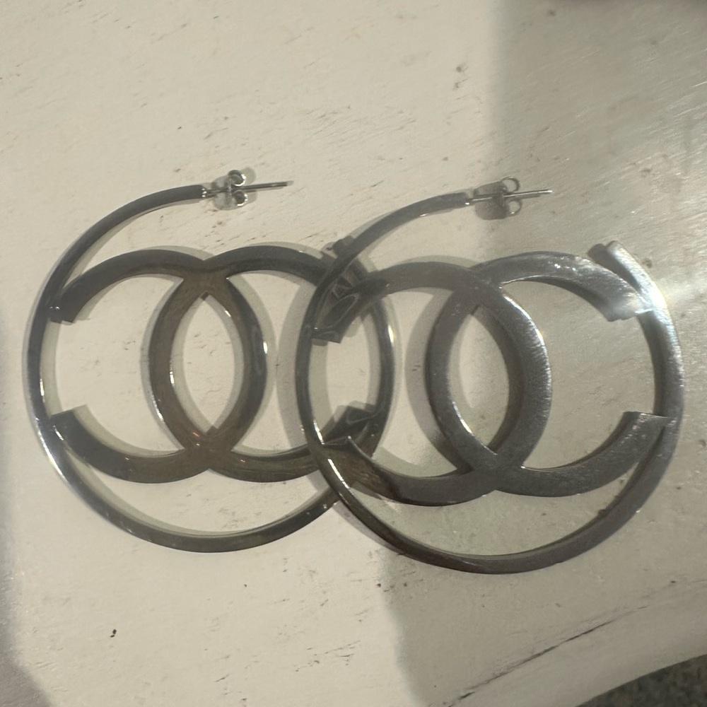 Silver Hoop Earrings designer inspired